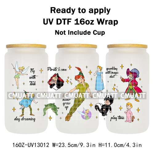 Cartoon Animal 16oz UV DTF Cup Wrap Cartoon Libbey Glass Beer Can Tumbler Stickers Waterproof  Adhesive
