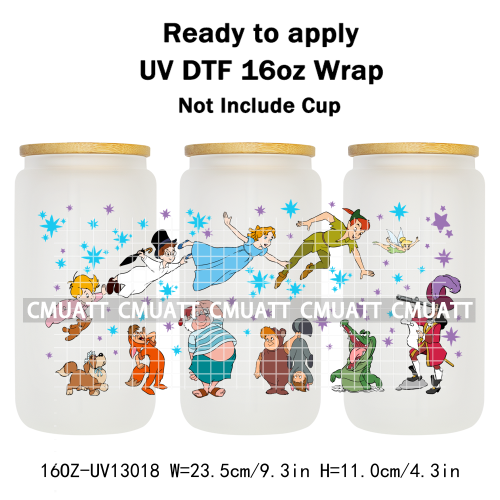 Cartoon Animal 16oz UV DTF Cup Wrap Cartoon Libbey Glass Beer Can Tumbler Stickers Waterproof  Adhesive