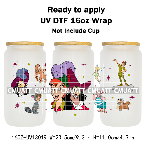 Cartoon Animal 16oz UV DTF Cup Wrap Cartoon Libbey Glass Beer Can Tumbler Stickers Waterproof  Adhesive
