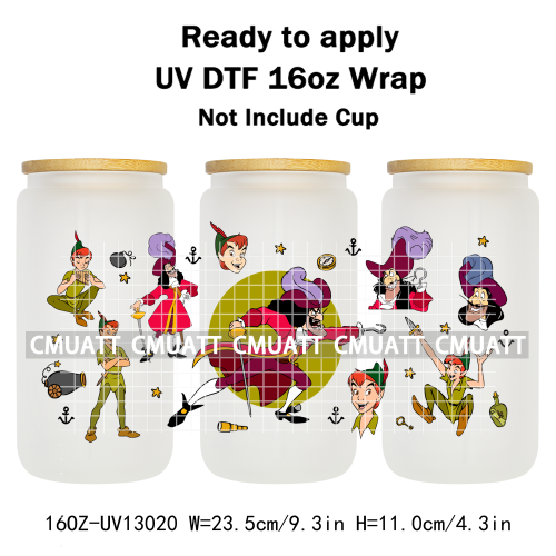 Cartoon Animal 16oz UV DTF Cup Wrap Cartoon Libbey Glass Beer Can Tumbler Stickers Waterproof  Adhesive