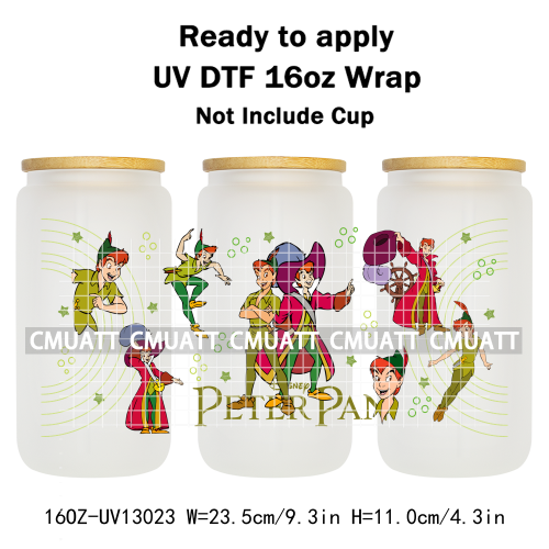 Cartoon Animal 16oz UV DTF Cup Wrap Cartoon Libbey Glass Beer Can Tumbler Stickers Waterproof  Adhesive
