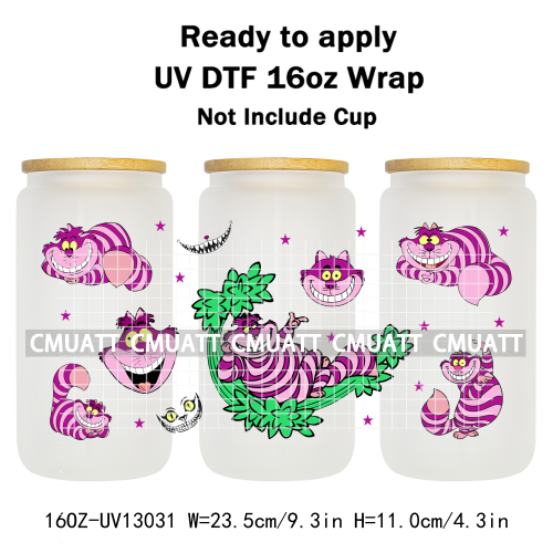 Cartoon Animal 16oz UV DTF Cup Wrap Cartoon Libbey Glass Beer Can Tumbler Stickers Waterproof  Adhesive