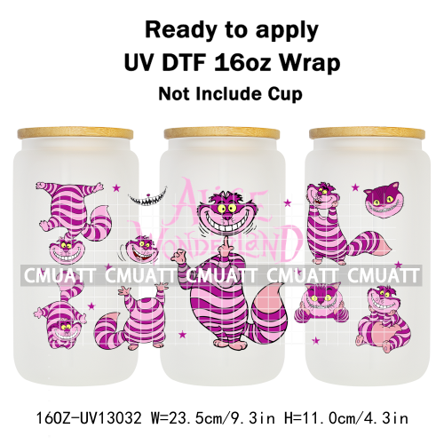 Cartoon Animal 16oz UV DTF Cup Wrap Cartoon Libbey Glass Beer Can Tumbler Stickers Waterproof  Adhesive
