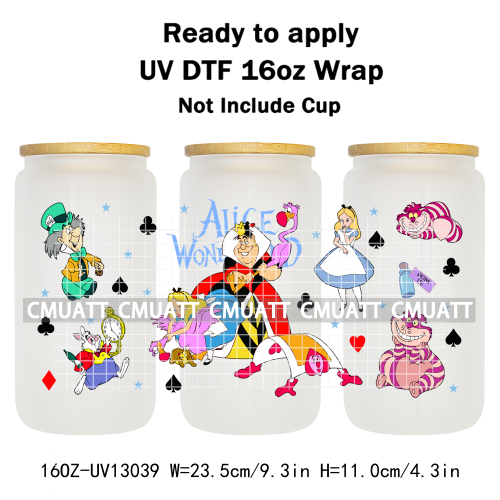 Cartoon Animal 16oz UV DTF Cup Wrap Cartoon Libbey Glass Beer Can Tumbler Stickers Waterproof  Adhesive