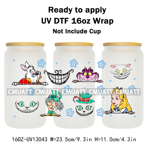 Cartoon Animal 16oz UV DTF Cup Wrap Cartoon Libbey Glass Beer Can Tumbler Stickers Waterproof  Adhesive