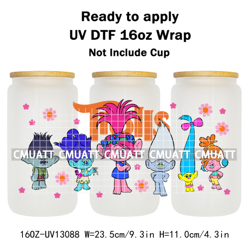 Elephant Cartoon UV DTF Cup Wrap Customizable Durable Waterproof For 16oz Libbey Glass Selfadhesive Stickers