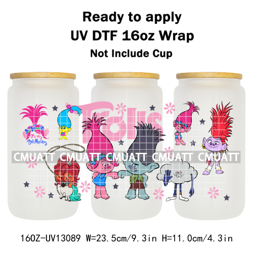 Elephant Cartoon UV DTF Cup Wrap Customizable Durable Waterproof For 16oz Libbey Glass Selfadhesive Stickers