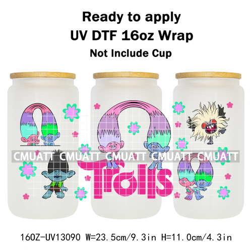 Elephant Cartoon UV DTF Cup Wrap Customizable Durable Waterproof For 16oz Libbey Glass Selfadhesive Stickers