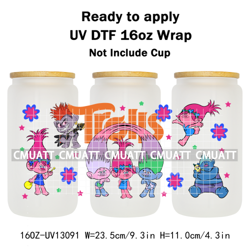 Elephant Cartoon UV DTF Cup Wrap Customizable Durable Waterproof For 16oz Libbey Glass Selfadhesive Stickers