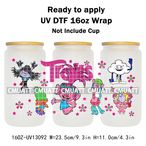 Elephant Cartoon UV DTF Cup Wrap Customizable Durable Waterproof For 16oz Libbey Glass Selfadhesive Stickers
