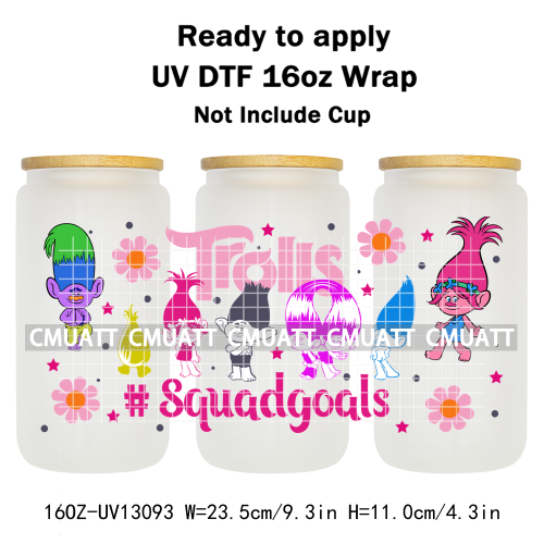 Elephant Cartoon UV DTF Cup Wrap Customizable Durable Waterproof For 16oz Libbey Glass Selfadhesive Stickers