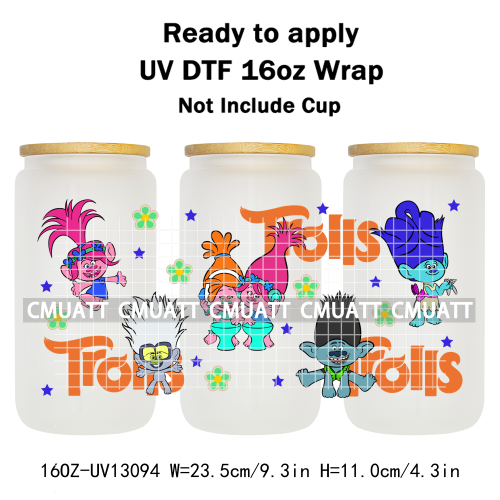 Elephant Cartoon UV DTF Cup Wrap Customizable Durable Waterproof For 16oz Libbey Glass Selfadhesive Stickers