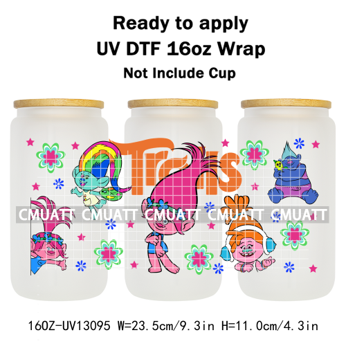 Elephant Cartoon UV DTF Cup Wrap Customizable Durable Waterproof For 16oz Libbey Glass Selfadhesive Stickers