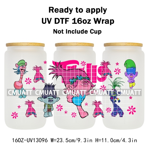 Elephant Cartoon UV DTF Cup Wrap Customizable Durable Waterproof For 16oz Libbey Glass Selfadhesive Stickers