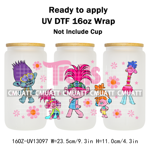 Elephant Cartoon UV DTF Cup Wrap Customizable Durable Waterproof For 16oz Libbey Glass Selfadhesive Stickers