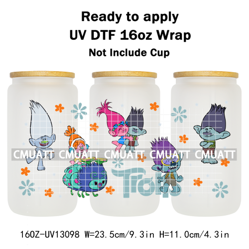 Elephant Cartoon UV DTF Cup Wrap Customizable Durable Waterproof For 16oz Libbey Glass Selfadhesive Stickers