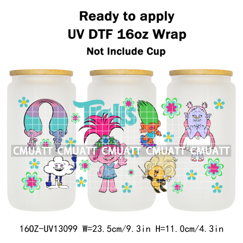 Elephant Cartoon UV DTF Cup Wrap Customizable Durable Waterproof For 16oz Libbey Glass Selfadhesive Stickers