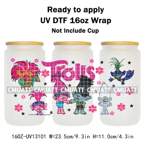 Elephant Cartoon UV DTF Cup Wrap Customizable Durable Waterproof For 16oz Libbey Glass Selfadhesive Stickers