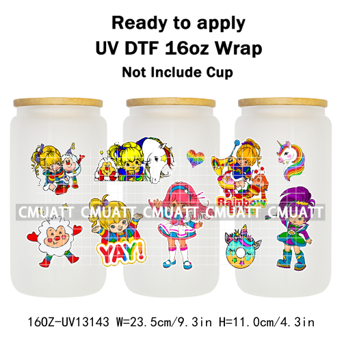 Cute Girls UV DTF Cup Wrap Personalized Design Unique Durable Waterproof For 16oz Libbey Glass Can Stickers