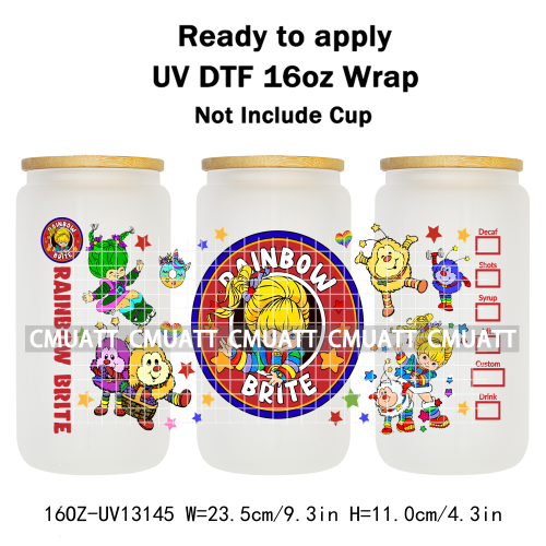 Cute Girls UV DTF Cup Wrap Personalized Design Unique Durable Waterproof For 16oz Libbey Glass Can Stickers