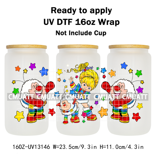 Cute Girls UV DTF Cup Wrap Personalized Design Unique Durable Waterproof For 16oz Libbey Glass Can Stickers