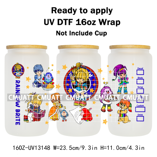 Cute Girls UV DTF Cup Wrap Personalized Design Unique Durable Waterproof For 16oz Libbey Glass Can Stickers