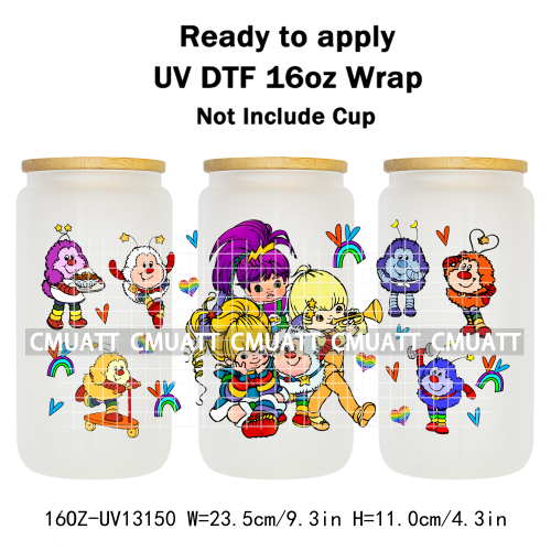 Cute Girls UV DTF Cup Wrap Personalized Design Unique Durable Waterproof For 16oz Libbey Glass Can Stickers