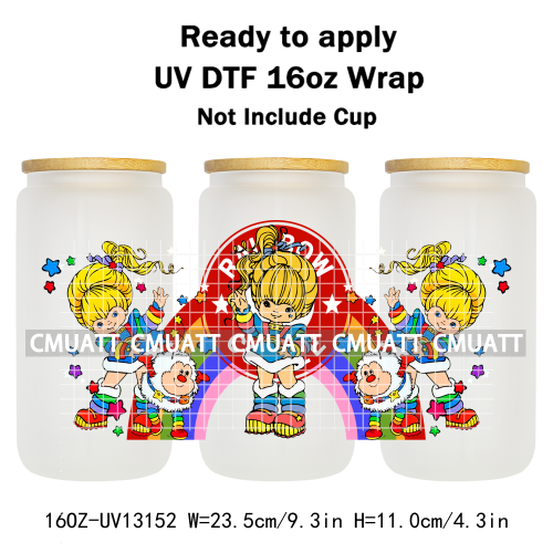 Cute Girls UV DTF Cup Wrap Personalized Design Unique Durable Waterproof For 16oz Libbey Glass Can Stickers