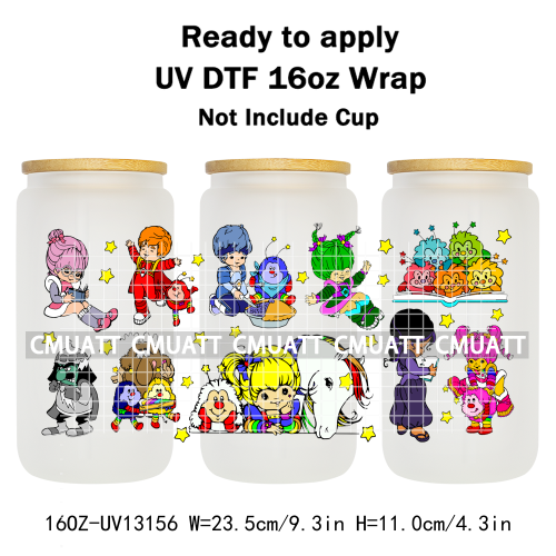 Cute Girls UV DTF Cup Wrap Personalized Design Unique Durable Waterproof For 16oz Libbey Glass Can Stickers