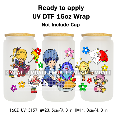 Cute Girls UV DTF Cup Wrap Personalized Design Unique Durable Waterproof For 16oz Libbey Glass Can Stickers