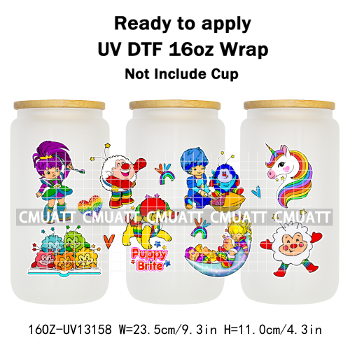 Cute Girls UV DTF Cup Wrap Personalized Design Unique Durable Waterproof For 16oz Libbey Glass Can Stickers