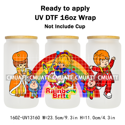 Cute Girls UV DTF Cup Wrap Personalized Design Unique Durable Waterproof For 16oz Libbey Glass Can Stickers