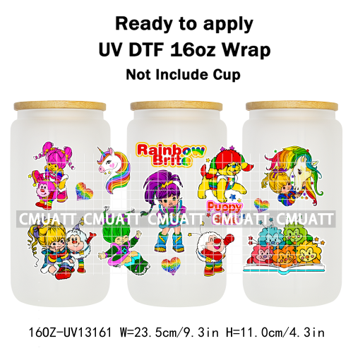 Cute Girls UV DTF Cup Wrap Personalized Design Unique Durable Waterproof For 16oz Libbey Glass Can Stickers