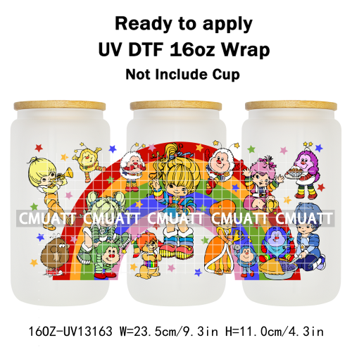 Cute Girls UV DTF Cup Wrap Personalized Design Unique Durable Waterproof For 16oz Libbey Glass Can Stickers