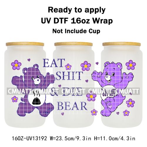 UV DTF Cup Wrap Transfer Stickers For 16oz Libbey Glass Customizable Durable Waterproof Selfadhesive Stickers