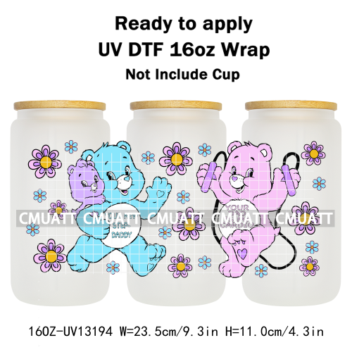 UV DTF Cup Wrap Transfer Stickers For 16oz Libbey Glass Customizable Durable Waterproof Selfadhesive Stickers
