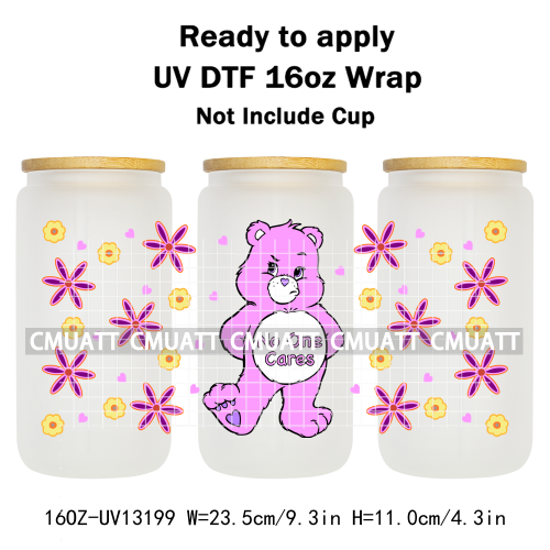 UV DTF Cup Wrap Transfer Stickers For 16oz Libbey Glass Customizable Durable Waterproof Selfadhesive Stickers