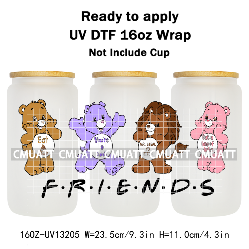 UV DTF Cup Wrap Transfer Stickers For 16oz Libbey Glass Customizable Durable Waterproof Selfadhesive Stickers