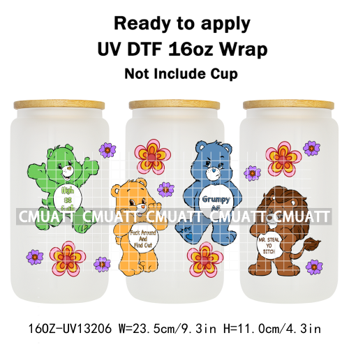 UV DTF Cup Wrap Transfer Stickers For 16oz Libbey Glass Customizable Durable Waterproof Selfadhesive Stickers