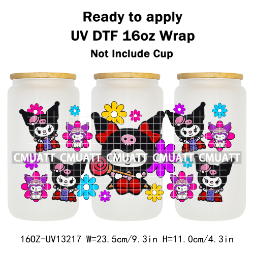16OZ UV DTF Cup Wraps Sticker For Glass 3D Waterproof Can  Libbey Glass Eco-Friendly High-Resolution Printing