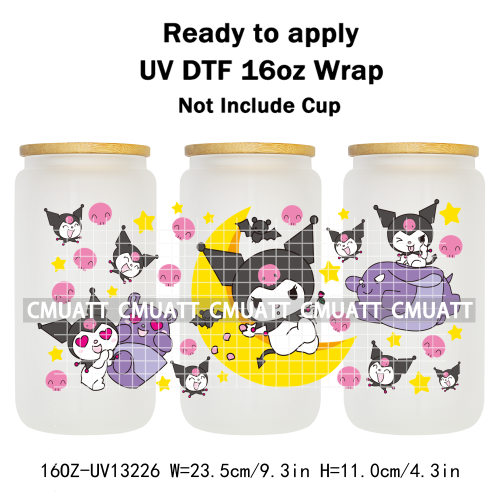 16OZ UV DTF Cup Wraps Sticker For Glass 3D Waterproof Can  Libbey Glass Eco-Friendly High-Resolution Printing