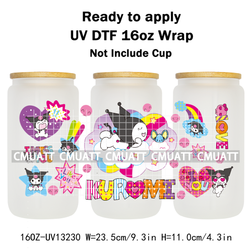 16OZ UV DTF Cup Wraps Sticker For Glass 3D Waterproof Can  Libbey Glass Eco-Friendly High-Resolution Printing