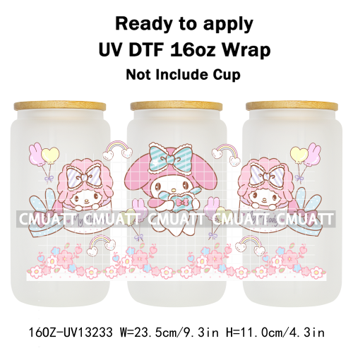 16OZ UV DTF Cup Wraps Sticker For Glass 3D Waterproof Can  Libbey Glass Eco-Friendly High-Resolution Printing