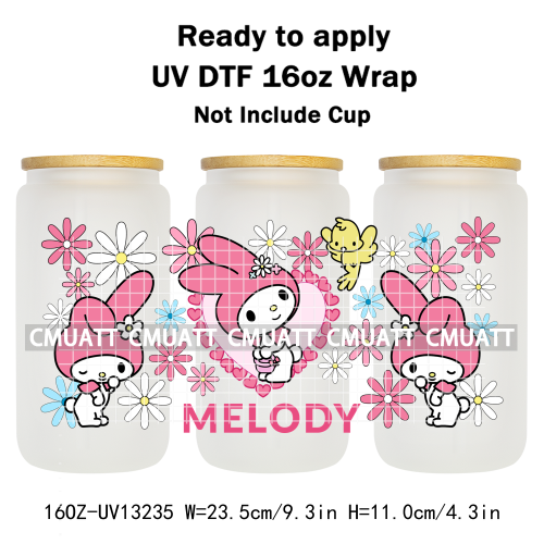 16OZ UV DTF Cup Wraps Sticker For Glass 3D Waterproof Can  Libbey Glass Eco-Friendly High-Resolution Printing