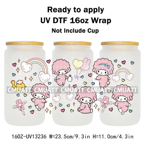16OZ UV DTF Cup Wraps Sticker For Glass 3D Waterproof Can  Libbey Glass Eco-Friendly High-Resolution Printing
