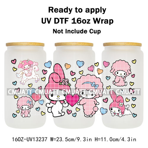 16OZ UV DTF Cup Wraps Sticker For Glass 3D Waterproof Can  Libbey Glass Eco-Friendly High-Resolution Printing