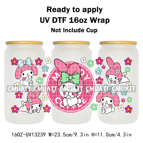 16OZ UV DTF Cup Wraps Sticker For Glass 3D Waterproof Can  Libbey Glass Eco-Friendly High-Resolution Printing