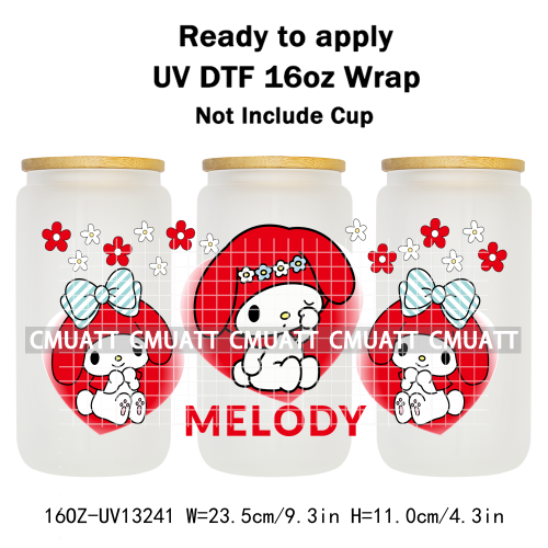 16OZ UV DTF Cup Wraps Sticker For Glass 3D Waterproof Can  Libbey Glass Eco-Friendly High-Resolution Printing