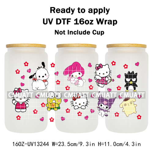 16OZ UV DTF Cup Wraps Sticker For Glass 3D Waterproof Can  Libbey Glass Eco-Friendly High-Resolution Printing