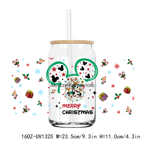 Christmas Mouse And Friend 16OZ UV DTF Cup Wrap Transfer Stickers Custom Labels DIY Durable Waterproof Logo For Libbey Glass Can